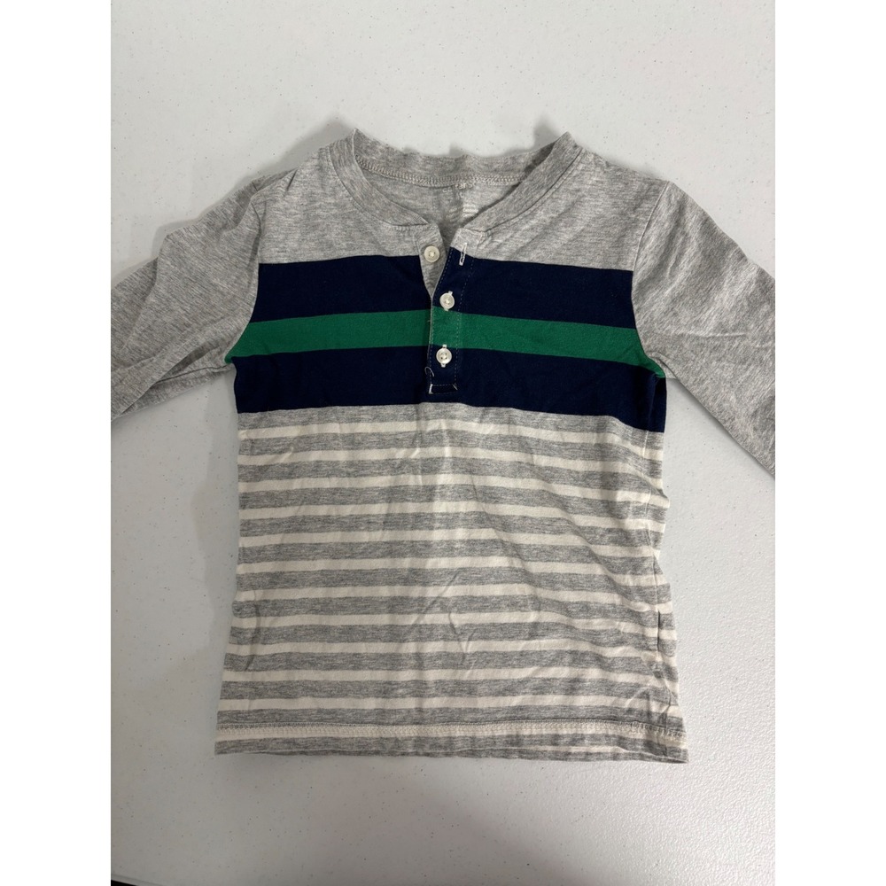 Carter's Cat & Jack Boys 4T Long Sleeve Shirts Bundle Striped Henley Polo 3pc - Picture 2 of 10